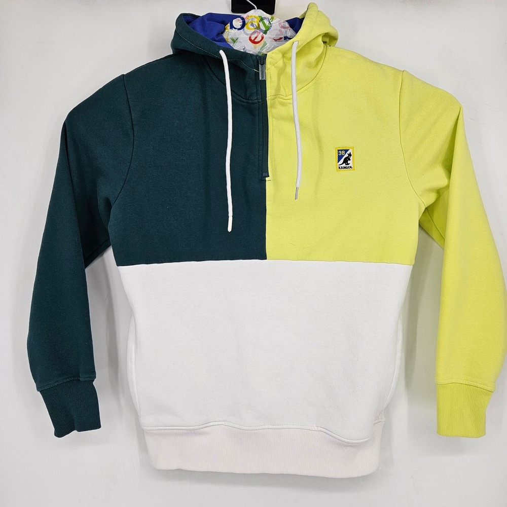 Kangol‎ Hoodie Mens Medium Performance Colorblock Quarter Zip Pullover Outdoors